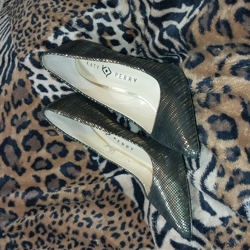 Katy Perry gold and black disco heels